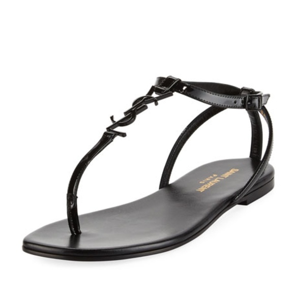 Saint Laurent Shoes - Saint Laurent Black Nu Pieds Sandals Sz 36.5 $645